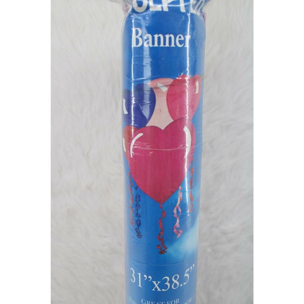 Pink Purple Hearts Streamers Large Flag Banner 31 x 38.5 Double sided Heavy Duty